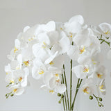 6 Pcs Artificial Phalaenopsis Flowers With 5 Bundles Leaves Artificial Orchid Flowers Stem Plants For Home Décor