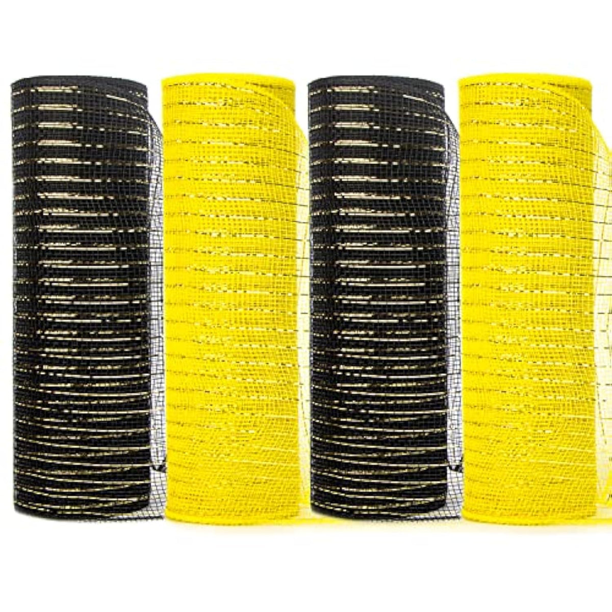 4 Rolls Easter Metallic Mesh Ribbon, Deco Poly Mesh 10 Inch X 30 Feet(