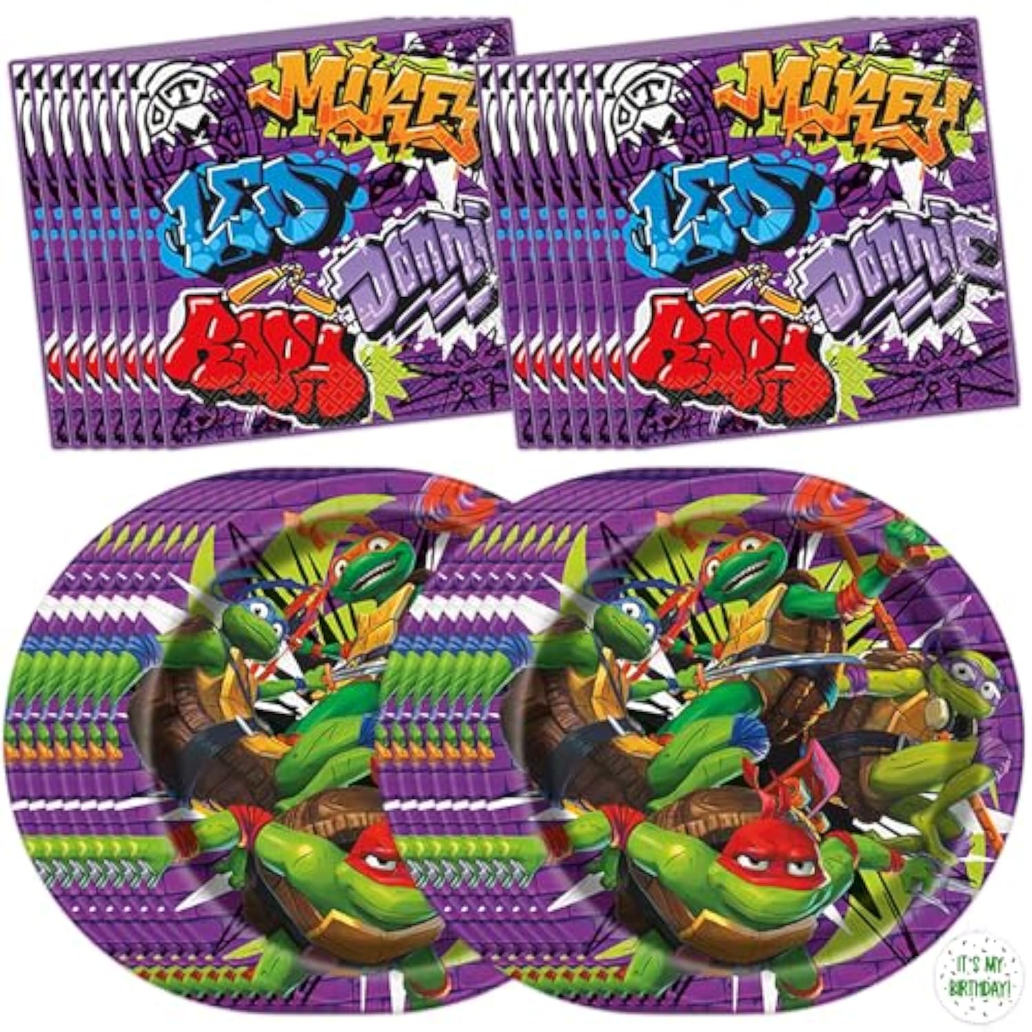 Teenage Mutant Ninja Turtle Party Decorations | 16 Plates & 16 Napkins | Officially Licensed | NInja Turtle Birthday Party Supplies | TMNT Mutant Mayhem Movie