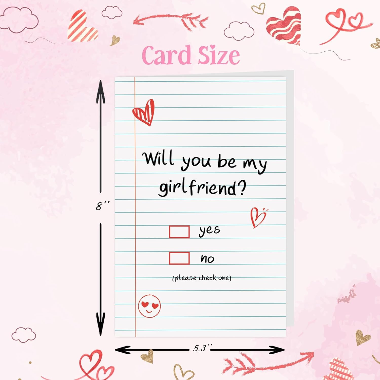 Will You Be My Girlfriend Card, Unique Valentine'S Day Card For Girlfriend,Love Messages Card, Proposal Card For Her