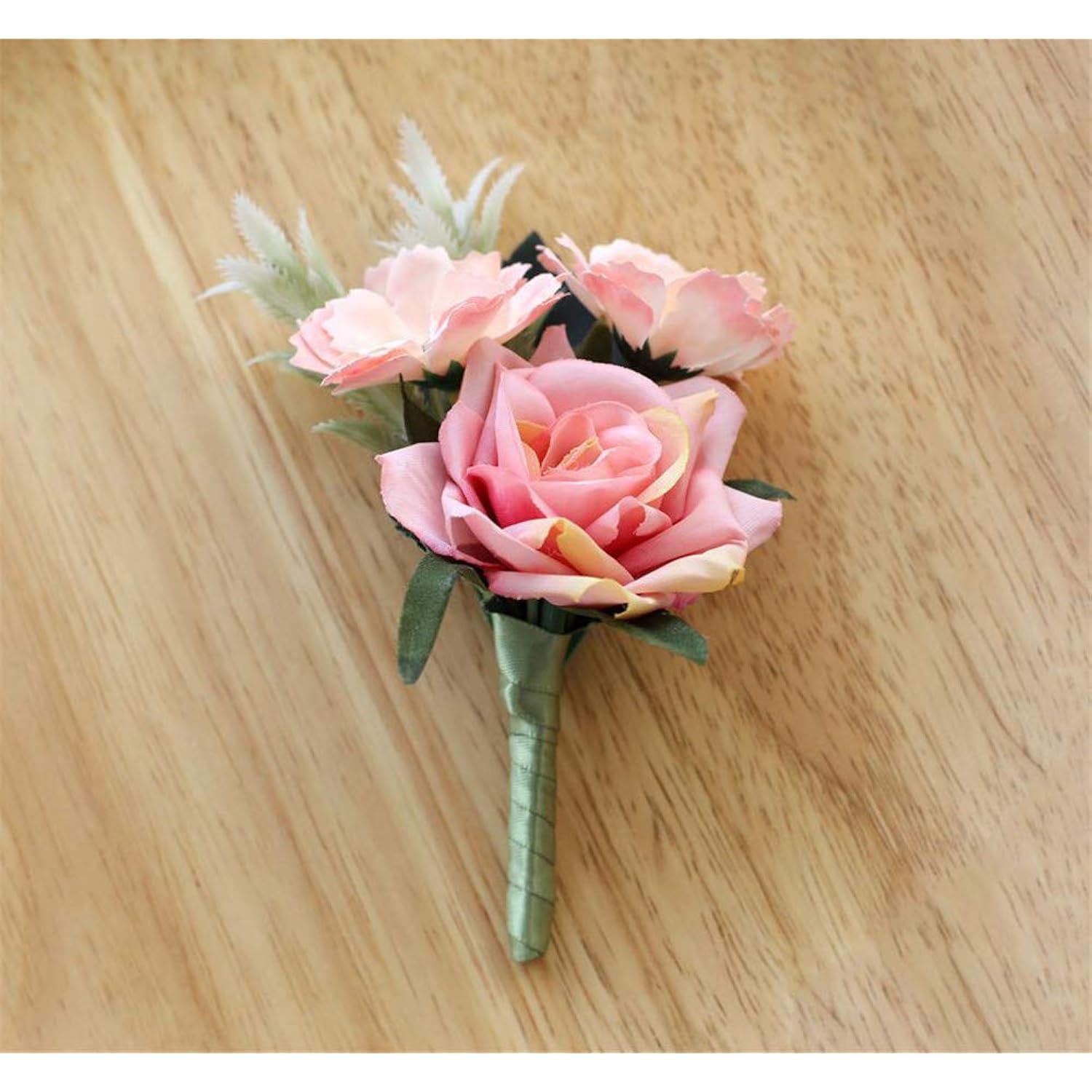 Artificial Rose Boutonniere And Corsage Set Rose Silk Flower For Wedding Prom Party, Pink