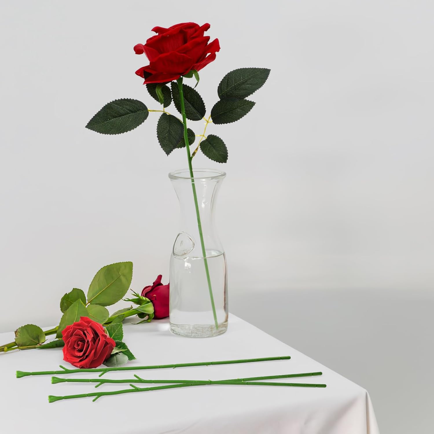 100Pcs Floral Wire Stem Artificial Rose Flower Stems Plastic Fake Flower Decor For Diy Craft Bouquets Wreaths Wedding Arrangement Room Home Restaurant Party Valentine'S Day Decoration 13-Inch