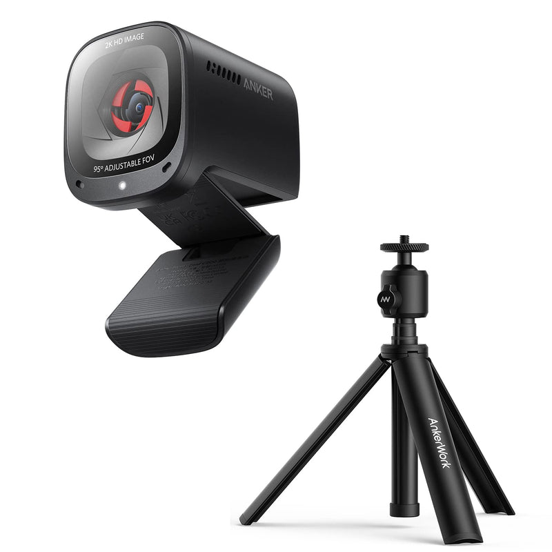 Anker PowerConf C200 2K and AnkerWork Mini Tripod, 15.74" Adjustable and Exten