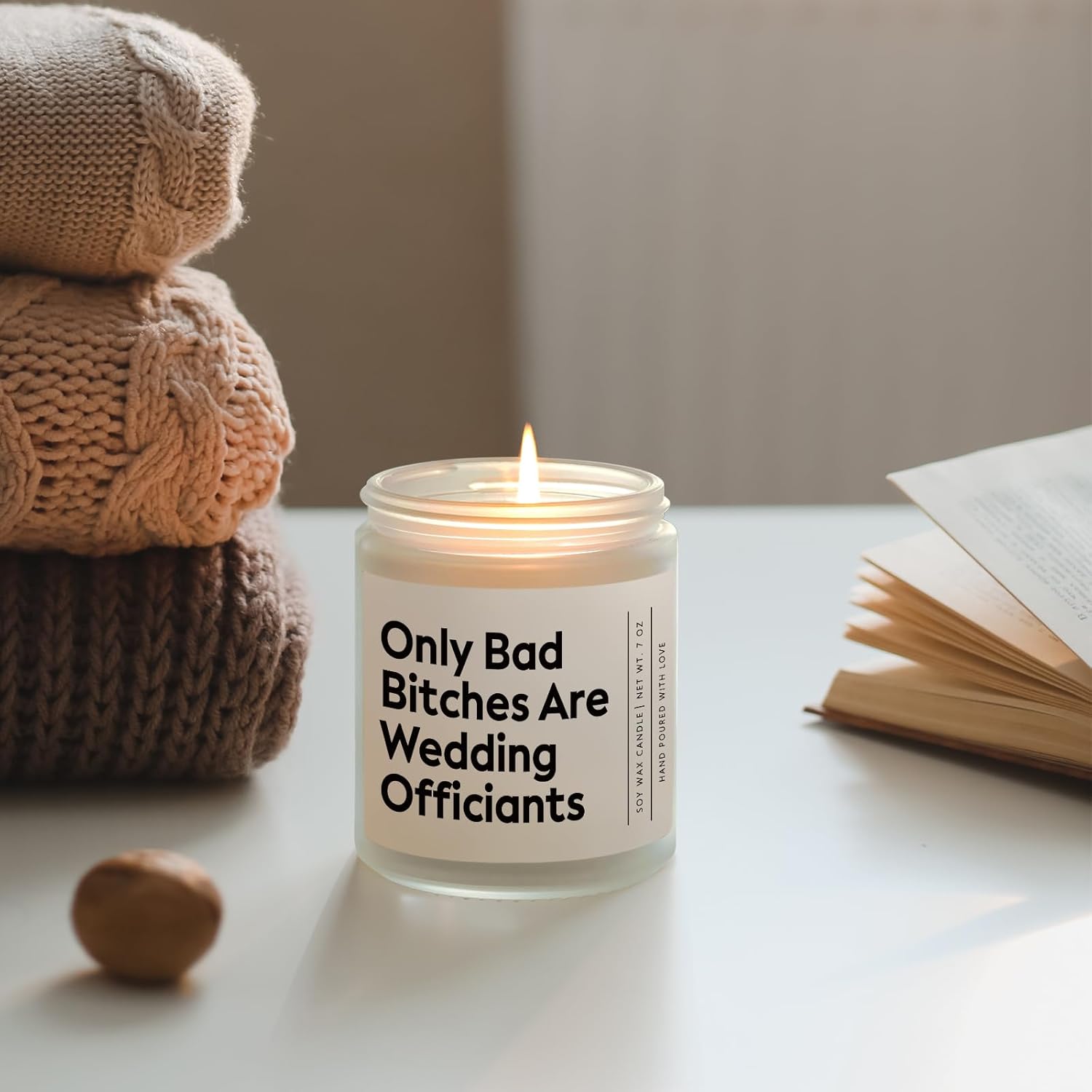 Funny Wedding Officiant Gift- Only Bad Bitches Are Wedding Officiants- Lavender & Eucalyptus Scented Soy Candle- Perfect Officiants Proposal Gift & Thank You Present For Weddings, 7Oz