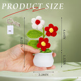 Crochet Potted Puff Flowers Knitted: Handmade Knitted Flower For Decorations Car Dashboard Desk Decor (Red)