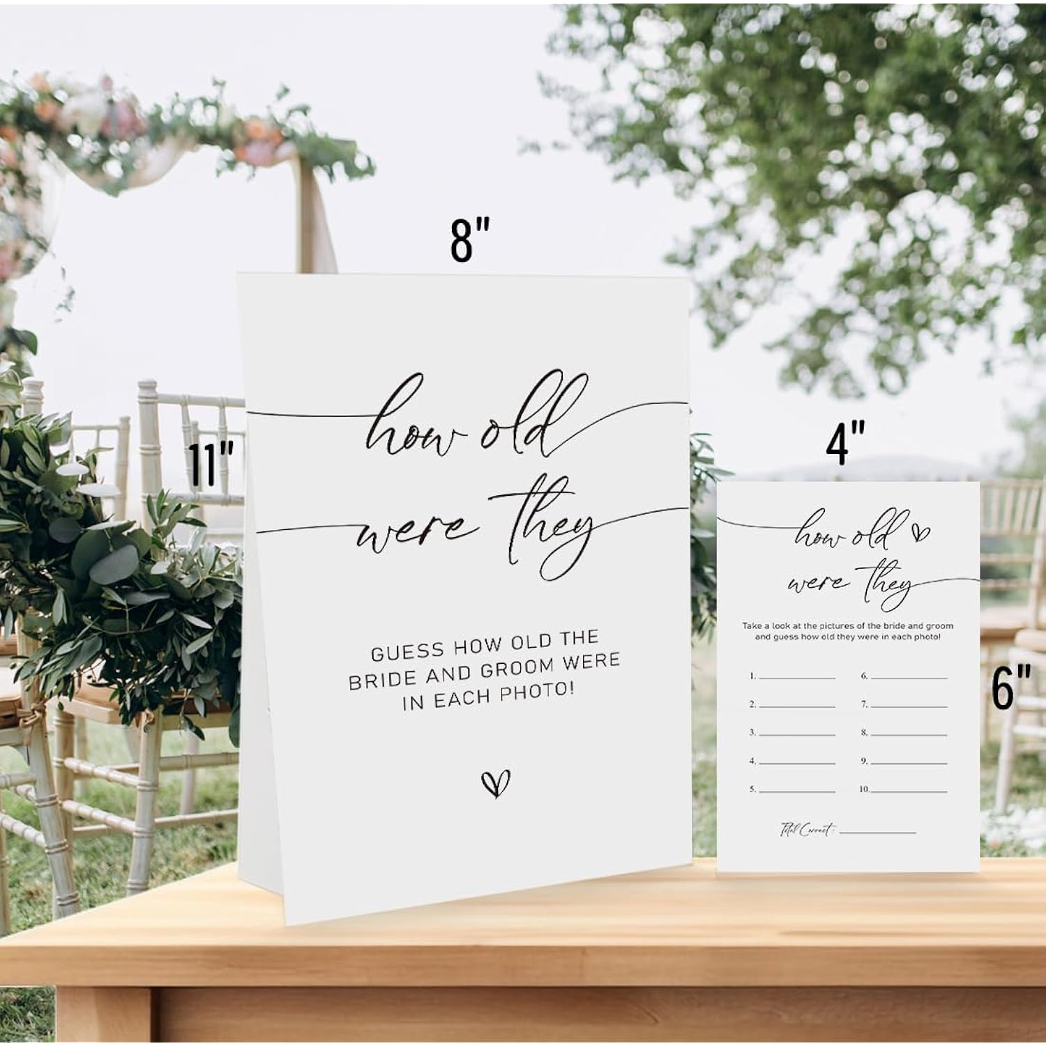 Minimalist How Old Were The Bride And Groom Game, Guessing The Age Photo Game, Modern Bridal Shower Wedding Shower Games (1 Sign And 30 Cards)-Bng06
