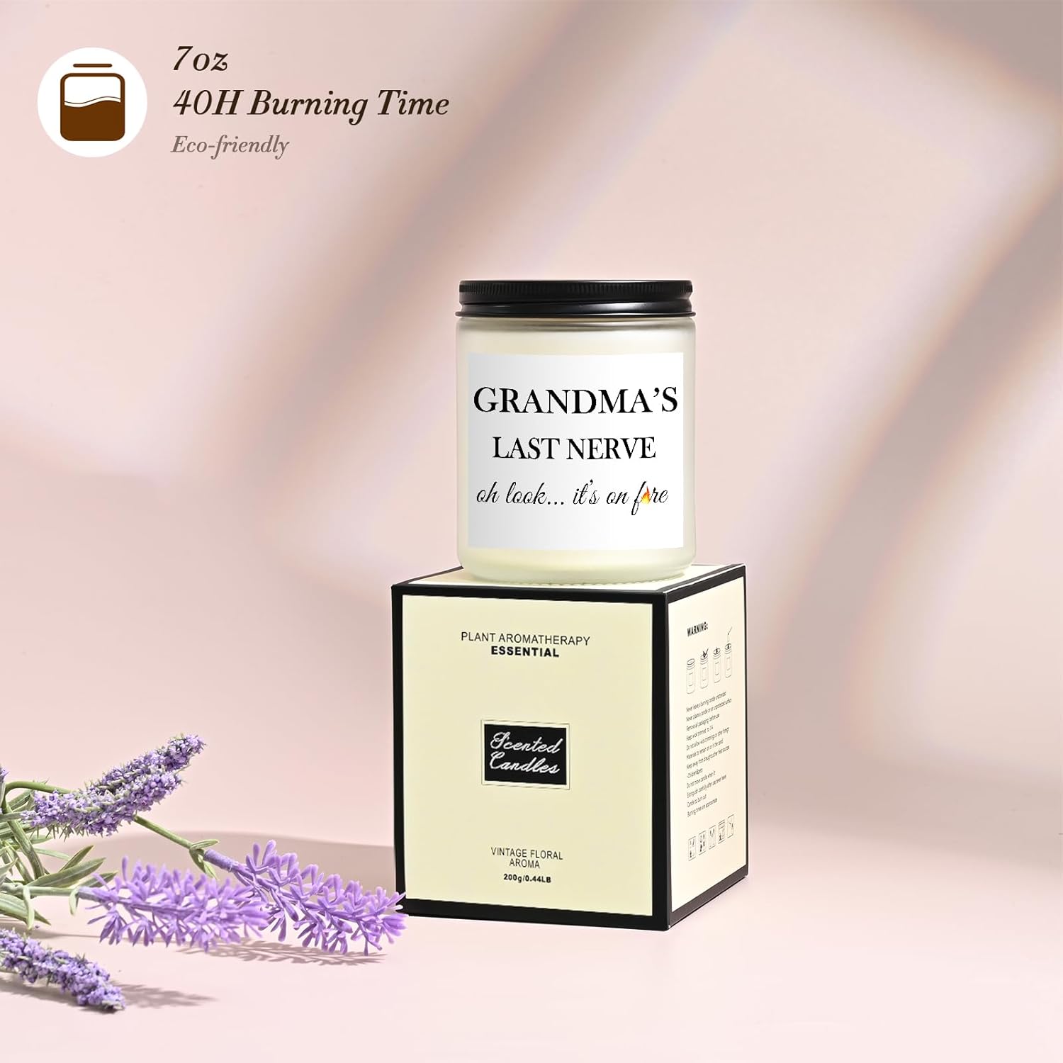 Gifts For Grandma, Grandma'S Last Nerve Lavender Soy 7 Oz Candle, Best Grandmother Gifts Ideas For Birthday Mother'S Day(White)
