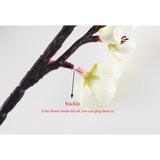 5 Pcs Artificial Plum Blossom Fake Wintersweet Long Stem Plastic Flowers Home Hotel Office Wedding Party Garden Decor 27.5'' High White
