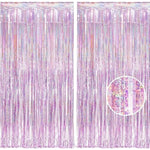 Pink Streamers Tinsel Foil Fringe Curtains - 2Pcs 3.2X8.2Ft Metallic Photo Booths Backdrop For Easter Girl Princess Birthdays Bridal Shower Sweet Engagement Bachelorette Party Decorations