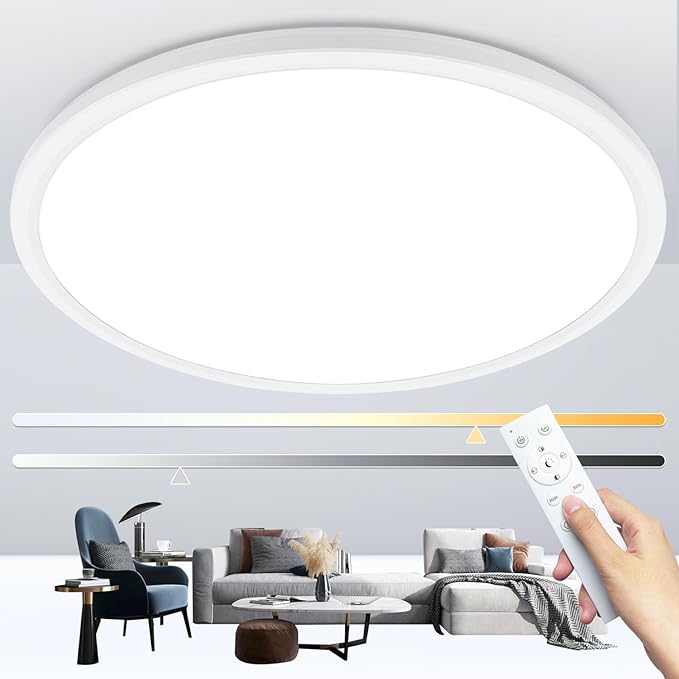 15.4 Inch Modern LED Ceiling Light 4500LM Dimmable Flush Mount with Remote