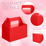 24 Pcs Valentine'S Day Treat Boxes Cookie Boxes With Handles, Pink Red Goodie Cardboard Bag Party Favor 5.9 X 3.5 X 3.5 Inch, For Valentine'S Party Treats Bakery Cupcake Candy Gift Mother Day