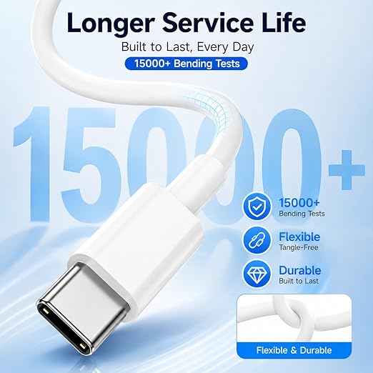 3 Pack 6FT 60W USB C to USB C Cable PD 3.0 Fast Charging Cord for iPhone Samsung