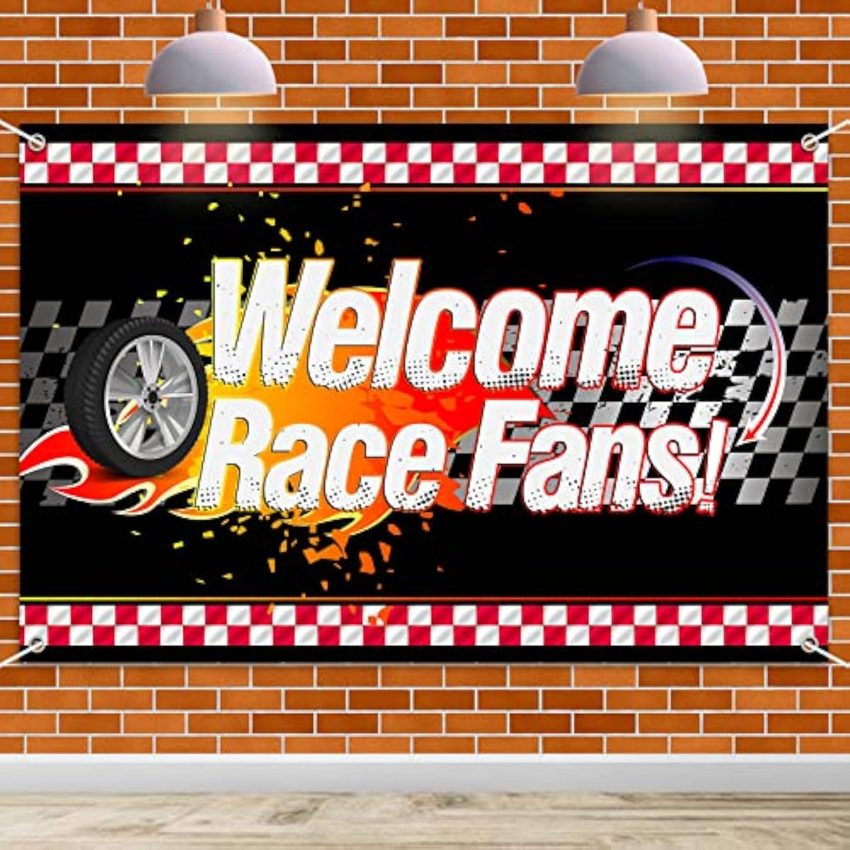 6X4Ft Welcome Race Fans Banner Backdrop - Racing Car Birthday Decorations Party Supplies