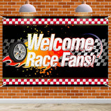 6X4Ft Welcome Race Fans Banner Backdrop - Racing Car Birthday Decorations Party Supplies