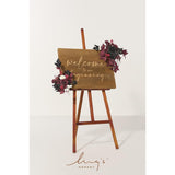 2Pcs Fall Wedding Floral Swag Welcome Sign Artificial Flowers Backdrop Garland Black Burgundy For Ceremony Reception Door Wall Easel Home Decoration Entryway Outdoor Head Table Decor