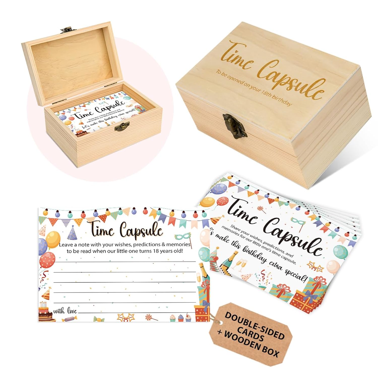 50Pcs Time Capsule Cards Box 1St Birthday Activities Games For Party Guests Baby First Birthday Keepsakes Gift Ideas 1St Birthday Decorations Baby Memory Box