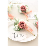 Set Of 2 Wedding Boutonniere For Men Artificial Flowers Wedding Groom Groomsmen Boutonniere For Wedding Ceremony Anniversary Formal Dinner Party, Dusty Rose
