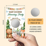 50 Pack Baby Shower Honoring Party Scratch Off Game, Cute Animal Theme Scratch Card For Baby Shower Birthday Party Lottery Games Group Games Family Activity