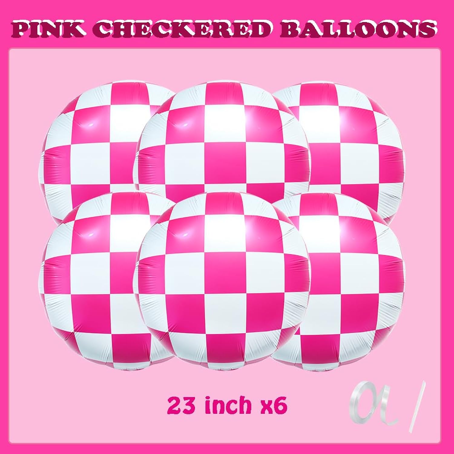 23 Inch Hot Pink And White Checkered Plaid Foil Balloons Magenta Gingham Round Balloons Emo Theme Party Decor Anniversary Valentines Day Engagement Bachelorette Birthday Party Decorations Supplies