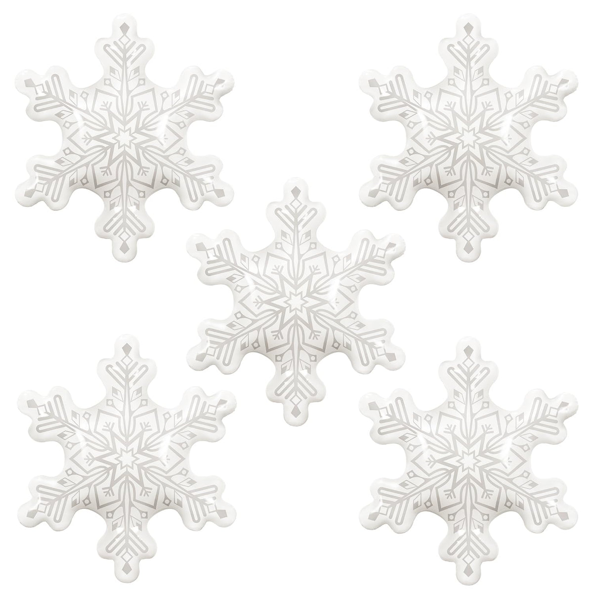 5Pcs 36Inch Transparent Snowflake Balloons Christmas Clear Snowflake Foil Mylar Balloons For Winter Wonderland Ice Snow Themed Birthday Party Decorations