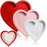 3 Pcs Valentine'S Day Wooden Serving Tray Heart Shaped Plate Wood Serving Dish Tray And Platter For Valentines Day Table Decoration Home Office Food Display, 3 Sizes(Heart, Red, Pink, White)