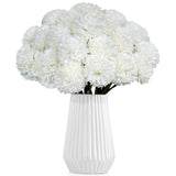 36 Pcs White Artificial Flowers Faux Ball Chrysanthemum Bouquet Silk Flowers Bridal Wedding Bouquet For Home Garden Party Office Coffee House Decoration (White)