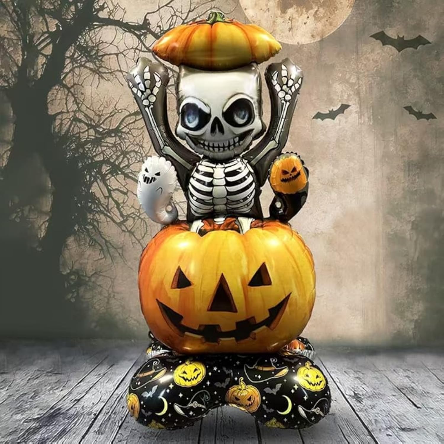 2Pcs 44" 3D Witch & Skull Halloween Foil Balloons - Helium Mylar Party Decoration