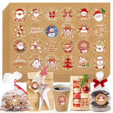 288Pcs Christmas Kraft Stickers, 1.5Inch Large Christmas Stickers For Crafts, Christmas Kraft Stickers For Baked Goods, Envelope Seal, Cards (12 Sheets)