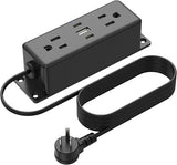 Wall Mount Power Strip 20W USB C 4FT Flat Plug Extension Cord Under Desk Charging Station