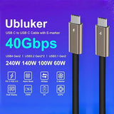 USB4 40Gbps USB C to USB C Cable 3.3FT 240W 5A EMarker Thunderbolt 4 Compatible