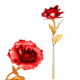 Creative Artificial 24K Gold Rose Flower Plastic Long Stem Real Rose Dipped In Gold With Gift Box For Mother'S Day, Valentine'S Day, Birthday, Anniversary, Thanksgiving Day (Red+Gold)
