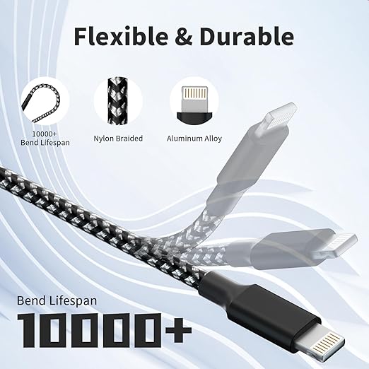 2 Pack 3 in 1 Multi Charging Cable 4FT Nylon Braided Universal Charger Cord for iPhone 16 15 Samsung Android iPad