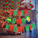 Omg Santa I Know Him Banner Red Green Buddy The Elf Christmas Decorations Buddy The Elf Banner For Buddy The Elf Movie Decorations, Grinchmas Christmas Party Decorations