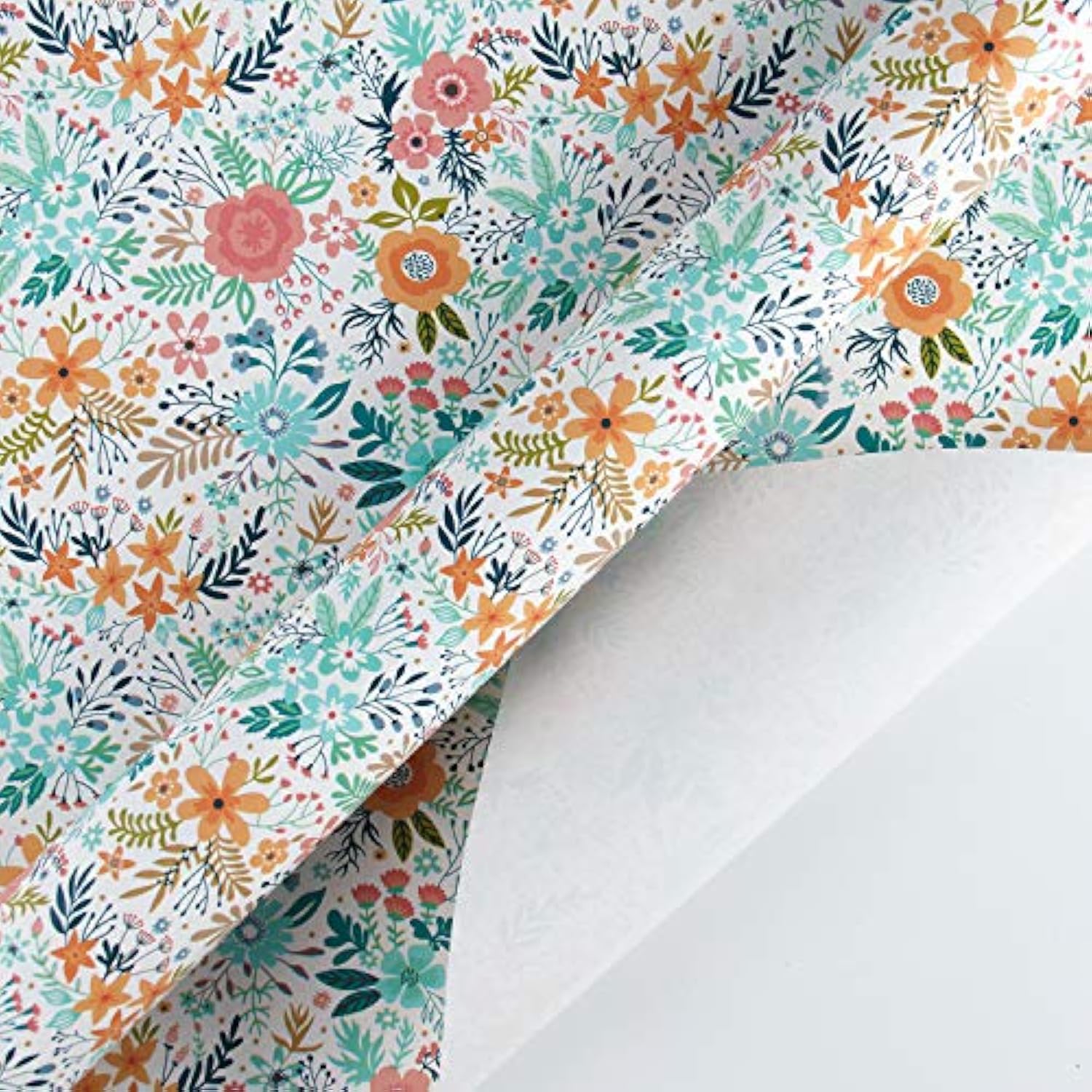 Floral Wrapping Paper Roll - Mini Roll - 17 Inch X 33 Feet - Spring Summer Garden Flower Design Perfect For Wedding, Bridal Shower, Birthday, Baby Shower
