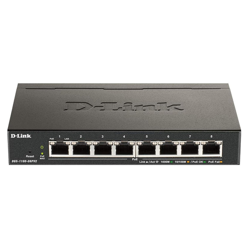 D-Link Ethernet PoE Switch, 8 Port Smart Managed w/ 64W PoE Budget Layer 2 Net