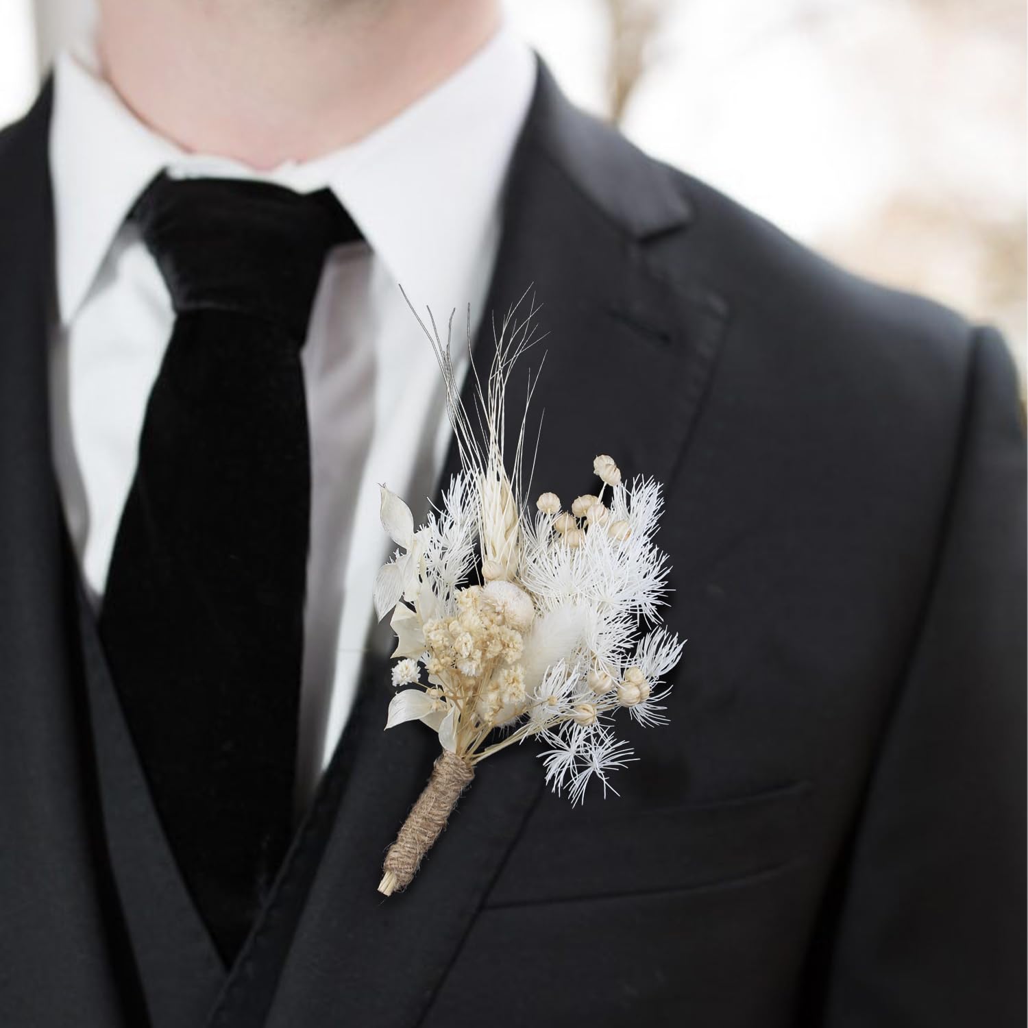 6Pcs Boutonnieres Assorted Dried Flower Boutonniere For Men Boho Wedding Boutineers Fall Groom Boutonnieres With Pins For Prom Homecoming Wedding