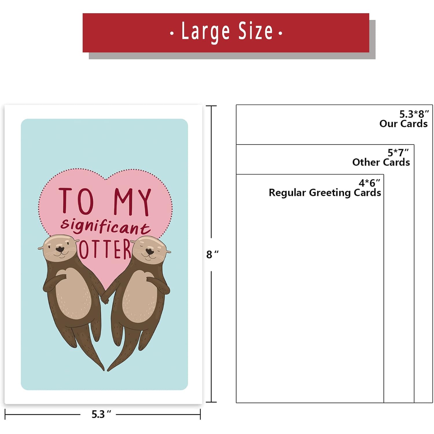 Cute Holding Hands Otters Valentines Day Gift For Him Her, To My Significant Otter Pun Card For Husband Wife