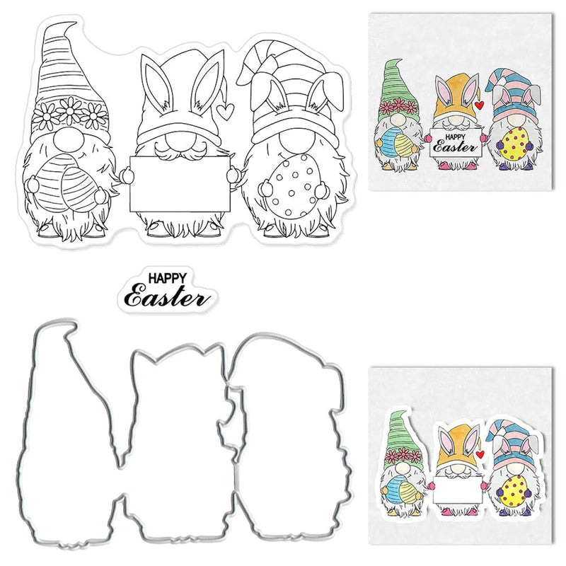 Happy Easter Gnome Metal Die Cuts For Card Making, Rabbit Dwarf Cuttin