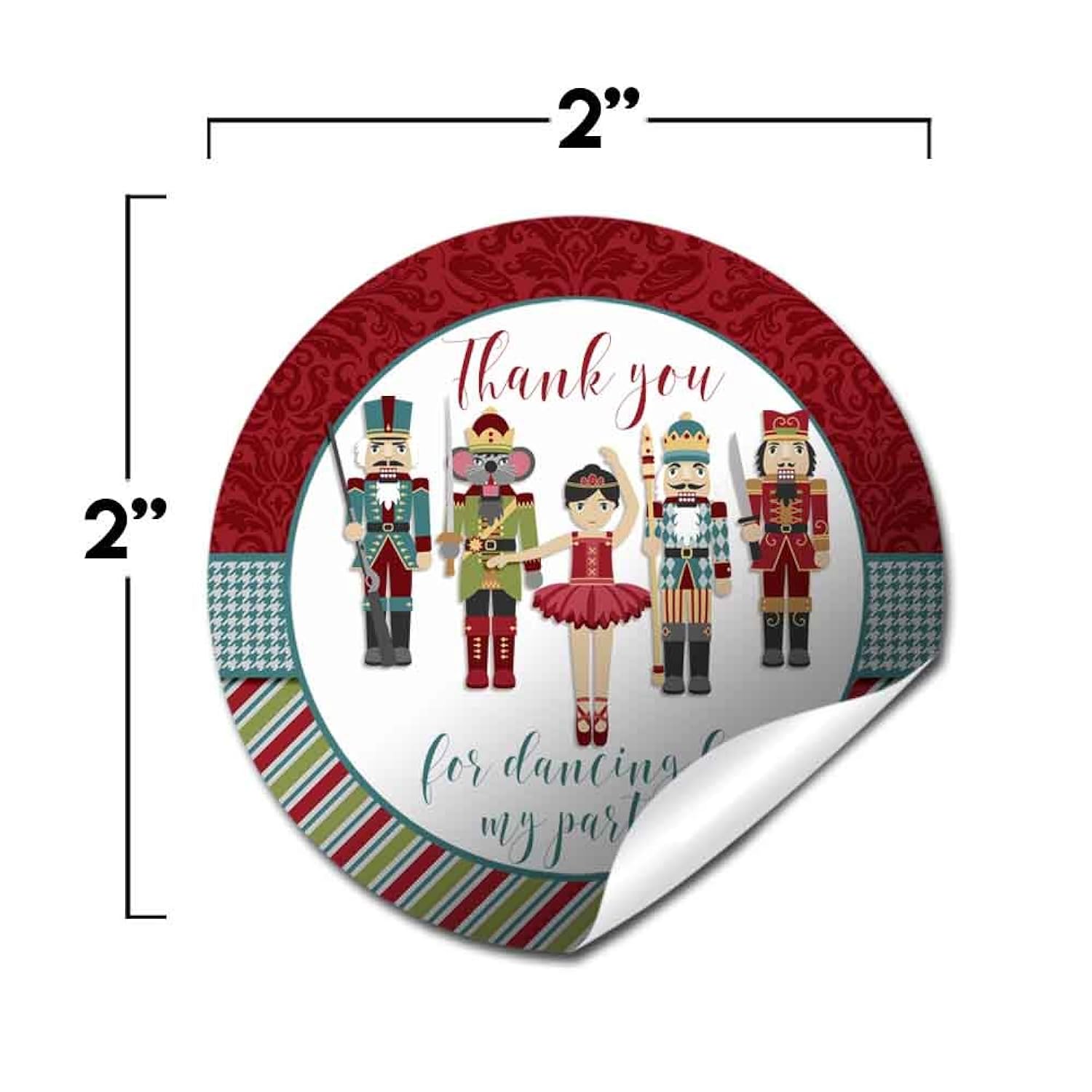 Nutcracker Ballet Themed Christmas Holiday Thank You Sticker Labels, 40 2" Party Circle Stickers By Amandacreation, Great For Party Favors, Envelope Seals & Goodie Bags