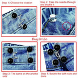 4 Set Pant Waist Tightener, Adjustable Waist Buckle Set, Extra Button For Jeans To Make Tighter, Button Adjuster For Pants, Jeans, Skirts, Sleeves, (Black)