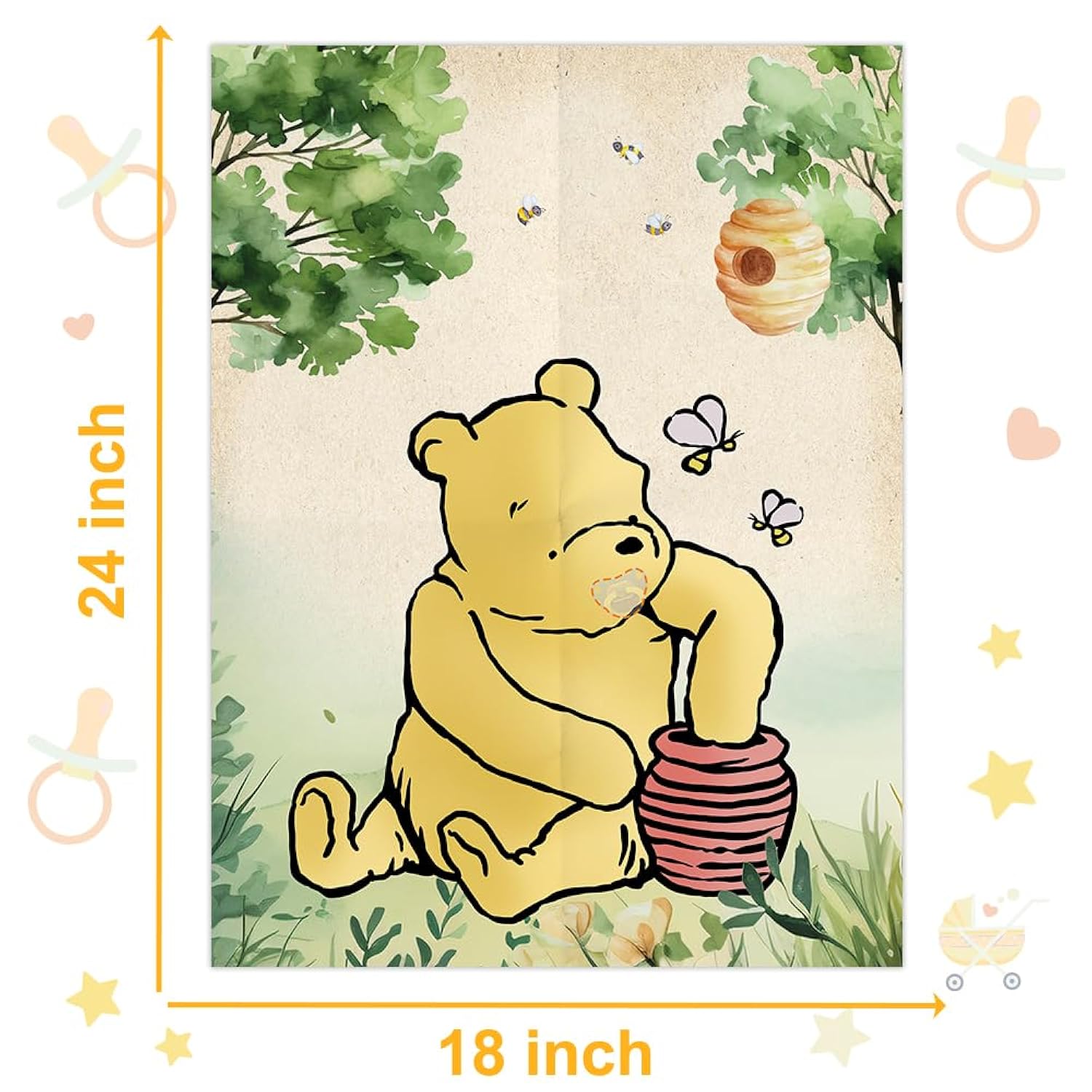 Winnie Baby Shower Party Games-Pooh Baby Shower Decorations-Winnie Baby Shower Pacifier Games-Baby Shower Party Favors And Game