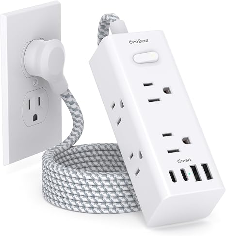 Surge Protector Power Strip with 6 Outlets 4 USB Ports 2 USB C 5FT Flat Plug Extension Cord 900J