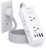 Surge Protector Power Strip with 6 Outlets 4 USB Ports 2 USB C 5FT Flat Plug Extension Cord 900J