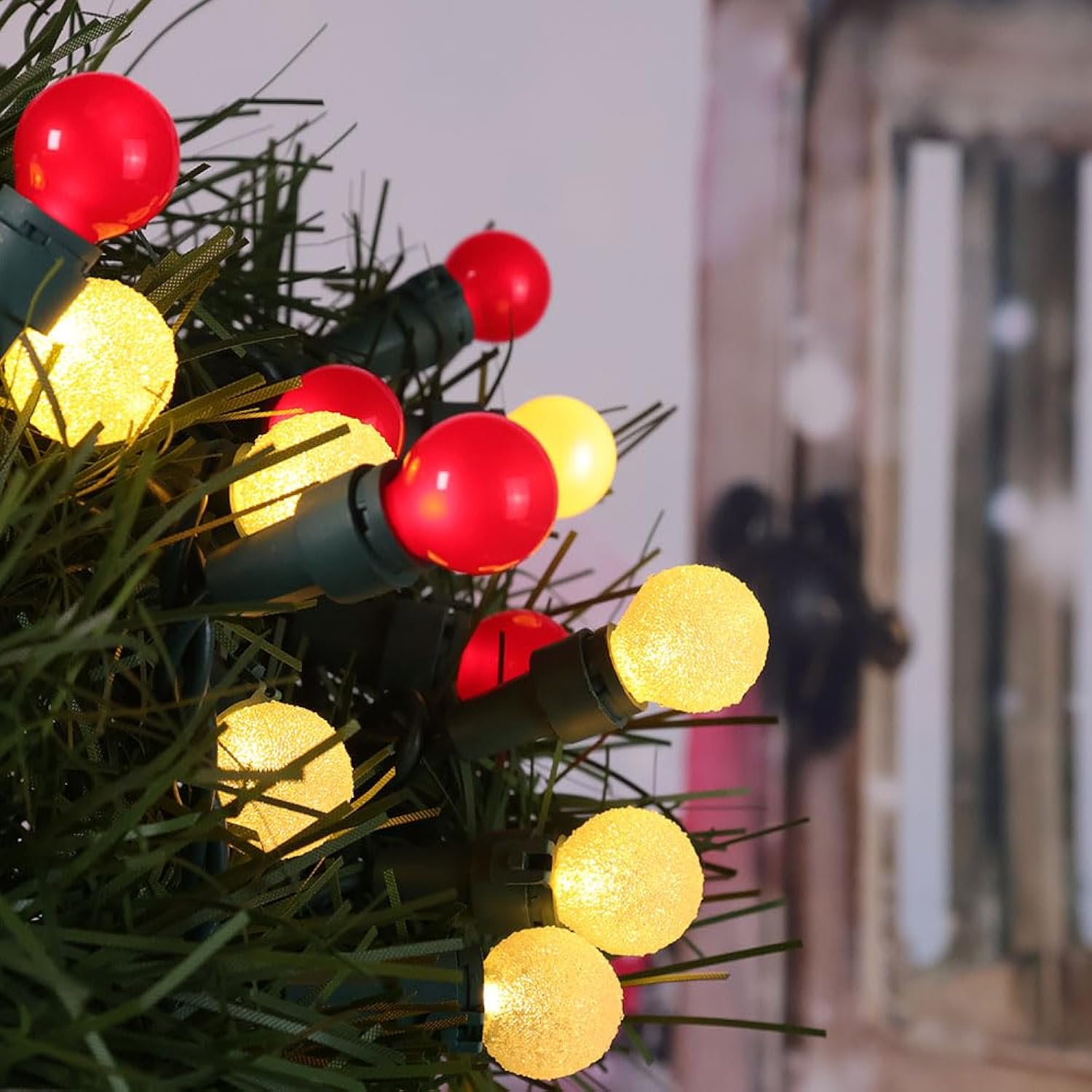 Christmas String Lights 50 Led Warm White & Red Color G15 Glass Lights Globe String Light Plug In Ul Certified Outdoor I