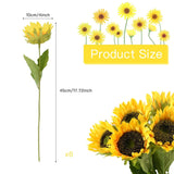 Artificial Sunflower Stem 6Pcs, Fake Sunflower Flowers Long Stem Silk Sunflowers Decoration For Vase Bouquet Centerpiece Outdoor Home Wedding