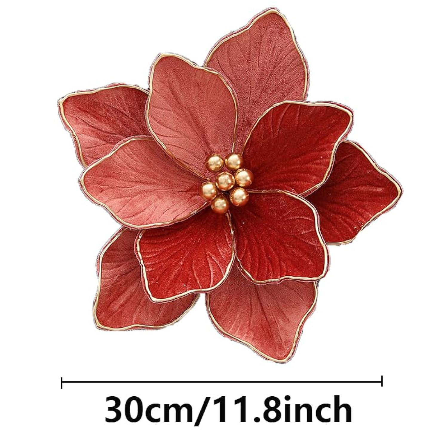 4Pcs Christmas Party Artificial Flowers 11.8Inch Artificial Poinsettia Flower Fake Christmas Flower With Stems For Diy Crafts Xmas Tree Wreath Garland Wedding Party Home Decor (Rose Gold)