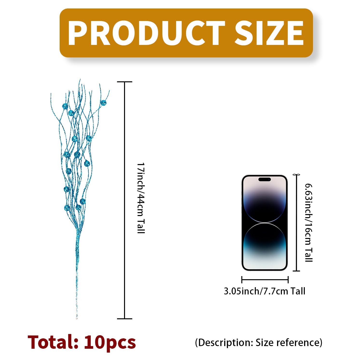 10 Pcs Artificial Glitter Berry Stems For Christmas Tree Picks Curly Sprays Faux Glitter Berry Branches Christmas Tree Twigs Filler Decorations Festival Wreath Supplies Table Centerpiece (Blue, 10)