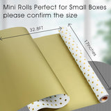 Reversible Wrapping Paper-Mini Roll,Gold Foil And Polka Dot Design For Birthday,Holiday,Party,Baby Shower (17 Inch X 32.8 Feet)