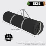 Christmas Wrapping Paper Organizer Storage, 41" Gift Wrapping Paper Storage Containers, 600D Oxford Fabric Gift Wrap Paper Holder Fits 18-25 Rolls, With Handles And Zippered, Black