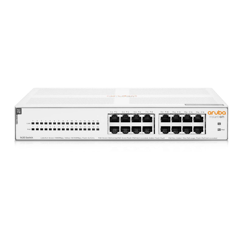 Aruba Instant On 1430 16-Port Gb Unmanaged Poe Switch | 16-Port Class 4 Poe (1